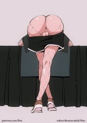 1boy ass balls bent_over big_ass bubble_butt clothing dat_ass fat_ass femboy flou flou_(character) huge_ass large_ass male male_only original presenting presenting_hindquarters shirt shorts shorts_down solo table thick_ass thick_thighs wide_hips