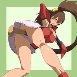 blush guilty_gear kuradoberi_jam panties panties_aside pubic_hair tagme upskirt vaginal_penetration white_panties