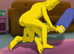 ass bart_simpson breasts clothes color doggy_style female human incest indoors insertion male marge_simpson mother_and_son nipples nude penis sex side_view straight tagme testicles the_simpsons vestrille