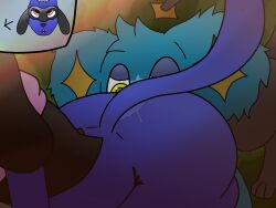 ambiguous_gender anal anal_sex anthro ass bent_over big_butt bodily_fluids eye_roll feral forest generation_4_pokemon hurricane_weaver male male/ambiguous male_rimming nintendo oral penetration plant pokemon pokemon_(species) rimming rimming_ambiguous riolu saliva saliva_on_face sex shinx thick_thighs tree