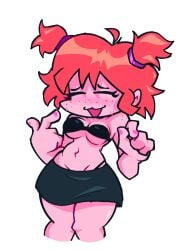 bra d-side_girlfriend embarrassed female_only fnf fnf_mods gf_fnf ginger_hair half_naked skirt