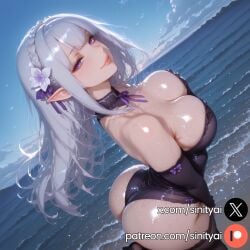 1girls 2025 ai_generated ass big_ass big_breasts emilia_(re:zero) female hi_res high_quality high_resolution highres huge_ass huge_breasts huge_thighs nsfw re:zero_kara_hajimeru_isekai_seikatsu sinity small_waist thick_thighs thin_waist