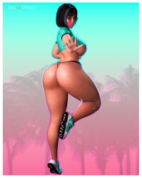 3d 3d_(artwork) asian asian_female ass ass big_butt blue_eyes curvy original_character panties tank_top thiccomantis thick thick_ass thick_thighs