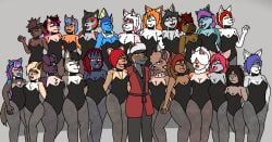 absurd_res anthro beaver blurse_(blursedart) bovid canid canine canis caprine clothing dank-artistic-fox deer doggo_(diicks) domestic_cat eeveelution felid feline felis female fishnet_clothing fishnet_legwear fox generation_1_pokemon generation_4_pokemon generation_7_pokemon goat group growlithe hands_behind_back harem hi_res lagomorph legwear leporid male male/female mammal murid murine nintendo pantherine petra_(kiss_the_carrot) playboy_bunny playboy_outfit pokemon pokemon_(species) rabbit rat robe rockruff rodent tiger vaporeon weavile wolf zoro_hierro