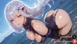 1girls 2025 ai_generated ass big_ass big_breasts emilia_(re:zero) female hi_res high_quality high_resolution highres huge_ass huge_breasts huge_thighs nsfw re:zero_kara_hajimeru_isekai_seikatsu sinity small_waist thick_thighs thin_waist