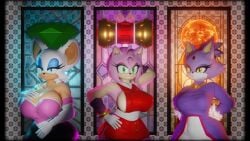 3d 3d_(artwork) amy_rose amy_rose_(boom) amy_rose_(reivene3d) arms_on_waist bat_ears bat_wings big_ass big_boobies big_breasts big_butt big_thighs big_titties blaze_the_cat blue_eyeshadow bracelets busty busty_female cat_ears cat_tail curvaceous_female curvy curvy_female curvy_hips eyelashes gloves green_eyes hedgehog_ears hedgehog_girl hedgehog_humanoid large_breasts muscular_anthro muscular_female panties piko_piko_hammer pink_eyeshadow red_dress reivene3d rouge_the_bat sega sonic_(series) sonic_the_hedgehog_(series) stockings thick_ass thick_butt thick_hips thick_thighs thin_waist voluptuous voluptuous_anthro voluptuous_female white_panties wide_hips wide_thighs
