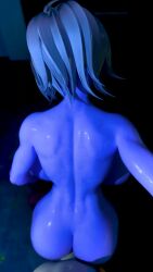 absurd_res animated anthro big_breasts bodily_fluids breasts butt_jiggle duo female first_person_view from_behind_position hi_res huge_breasts human jiggling living_room male male/female mammal moan not_furry o'pai purple_body sex sound straight sweat tagme thicchips video