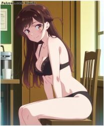 1girls ai_generated black_bra black_panties black_underwear bluu_ai bra kanojo_okarishimasu mizuhara_chizuru panties solo underwear