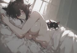 ai_generated breasts cat_ears catgirl kizirugai naked sleeping