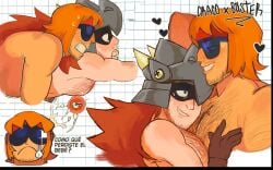bara brawl_stars buster_(brawl_stars) chubby chubby_male draco_(brawl_stars) gay gay_anal gay_male gay_sex glasses hairy hairy_chest hairy_male helmet hugging impregnation knight love mpreg muscular orange_hair red_hair yaoi