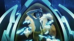 1girls areolae black_hair breasts brown_hair clothed_female female gray_eyes half_naked half_nude mardock_scramble medium_hair navel nipples nude nude_female rune_balot small_breasts tagme video