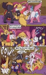 2025 absurd_res anal anal_sex angry animal_genitalia animal_penis anus asphyxiation backsack ball_lick balls bisexual black_body bodily_fluids buttplug buttplug_in_ass buttplug_insertion canine_genitalia canine_penis choking closed_eyes clothed clothed_feral clothing comic crossdressing dakota_(trepidfox) dialogue dripping eeveelution english_text erection eyebrows fangs female feral feral_on_feral fight fluffy fluffy_tail fuf generation_1_pokemon generation_2_pokemon generation_6_pokemon genital_fluids genitals grin group group_sex half-closed_eyes heart_eyes heart_symbol hi_res hitting humanoid_pussy_on_feral humor jolteon kissing knot kricket_(trepidfox) licking looking_at_another looking_at_partner lying male male/female male/male narrowed_eyes nintendo now_kiss object_in_ass on_back oral penetration penile penis penis_lick pink_body pixel_(trepidfox) plug_(sex_toy) plug_insertion pokemon pokemon_(species) precum precum_drip quadruped sex sex_toy sex_toy_in_ass sex_toy_insertion smile speech_bubble sylveon tail teeth text threesome tongue tongue_out trio umbreon vulva yellow_body