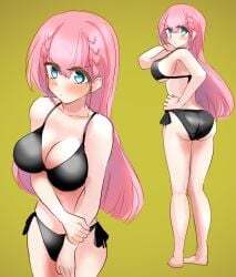 1girls ass barefoot bikini bikini_bottom bikini_only bikini_top black_bikini black_bikini_bottom black_bikini_only black_bikini_top bokutachi_wa_benkyou_ga_dekinai boobs breasts butt feet female female_only female_solo kirisu_mafuyu_(bokuben) long_hair solo solo_female solo_only