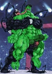 balls barazoku big_muscles big_penis black_body duo erection foreskin genitals green_body green_skin hi_res huge_muscles hulk human humanoid leo_lino licking male male/male mammal marvel monster monstrous_humanoid muscular muscular_male nude partially_retracted_foreskin penis restrained slime struggling symbiote thick_thighs third-party_edit tongue tongue_out vein veiny_muscles veiny_penis venom_(marvel)