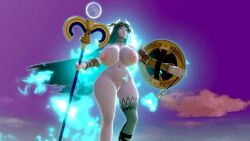 3d areolae ass bimbo breasts deity gigantic_breasts goddess green_hair huge_areolae huge_ass huge_breasts huge_nipples kid_icarus large_ass large_breasts long_hair nipples palutena very_long_hair