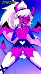 2025 after_sex big_breasts cum_in_mouth cum_in_pussy demon_girl ends34 female female_only grabbing_own_breast helluva_boss lying lying_on_back slutty_dress succubus verosika_mayday_(helluva_boss)