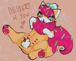 6_nipples anus anus_only belly_nipples cherry covered_pussy dairy_products dessert digital_drawing_(artwork) digital_media_(artwork) domestic_cat felid feline felis female feral fetishspiral food food_creature food_fetish food_play fruit fur hasbro hi_res littlest_pet_shop littlest_pet_shop_(2012) looking_at_viewer lying mammal multi_nipple nipples on_back pawpads plant presenting solo spread_legs spreading sprinkles sprinkles_in_hair sprinkles_on_tail sugar_sprinkles tan_body tan_fur text whipped_cream