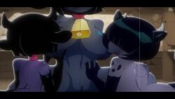 6boys 6femboys black_and_white breast_sucking chastity_cage cow_horns cow_print_bikini dominant_female female femboy moxifloxi rimjob rimming_femboy short_hair submissive_male tagme video