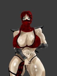 1girls abs blue_eyes cleavage huge_breasts looking_at_viewer massive_breasts masturbation mortal_kombat mortal_kombat_(2011) muscular_female ponytail pubic_hair pussy_juice rampage0118_(style) red_hair red_nails self_upload skarlet_(mk9) thick_thighs visible_nipples wide_hips