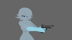 animated animation_loop animation_test big_breasts black_eyes curvy grey_background gun idk_what_to_tag kira_(aero) light_blue_hair light_blue_skin milf no_mouth no_nudity pistol silly solo_female stickman thick_thighs
