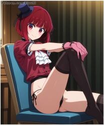 1girls ai_generated arima_kana black_panties bluu_ai oshi_no_ko panties shirt_and_panties solo thighs