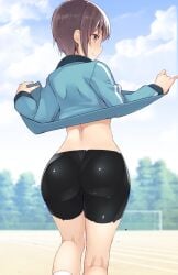 ass ass_focus astroguy2 big_ass body_paint bodypaint bottomless false_clothes idolmaster no_panties otokura_yuuki painted_clothes presenting_ass