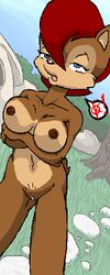 anthro archie_comics artist_request breasts chipmunk female female_only front_view furry hair large_breasts mobian_(species) nipples nude pussy sally_acorn sega short_hair solo sonic_(series) sonic_satam sonic_the_hedgehog_(archie) sonic_the_hedgehog_(comics) sonic_the_hedgehog_(series) standing straight_hair tagme
