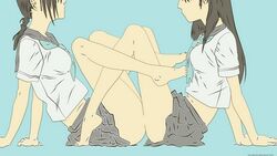 2007 2girls feet female kitsu_chiri kobushi_abiru multiple_girls official_art sayonara_zetsubou_sensei seifuku skirt tribadism yuri