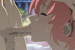 1boy 1girls 2d animated censored fellatio female gundam gundam_seed hqvga human human_female human_male human_only lacus_clyne loop lowres male oral pink_hair sex straight