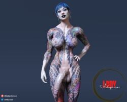 3d big_penis cheri_nowlin cyberpunk_2077 futa_only futanari ladyabysso solo tattoo