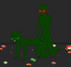 1boy 1girls 2012 bald blood blush breasts caliborn calliope candy cherub closed_eyes green_skin grey_background homestuck incest meat ms_paint_adventures naked open_mouth penetration pussy red_eyes scratches sharp_teeth straight webcomic