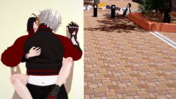 1boy 3d 4girls against_wall black_hair black_hair_female blake_belladonna blonde_female blonde_hair blush brown_hair closed_eyes clothed_female exercise half-dressed half_naked half_naked_female holding_hands hug interlocked_fingers jaune_arc kissing littlered-rose long_hair long_hair_female penetration public_indecency push-up red_highlights ruby_rose rwby sex team_rwby vaginal_penetration weiss_schnee white_hair white_hair_female yang_xiao_long