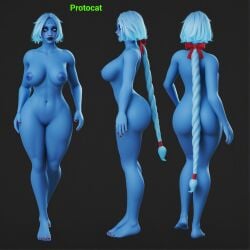 3d ai_assisted ai_generated ass blue_body blue_nipples blue_skin braid braided_ponytail breasts character_sheet completely_nude curvy curvy_figure deadlock eyeshadow female highres large_ass large_breasts long_hair makeup_running multiple_poses nail_polish nude painted_nails painted_toenails ponytail protocat red_nails ruined_makeup simple_background thick_thighs thighs valve video_game_character video_games vindicta_(deadlock) voluptuous white_hair