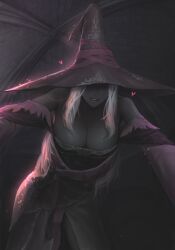 1girls artist_request big_breasts busty cleavage dark-skinned_female dark_skin elden_ring elden_ring_nightreign female fromsoftware hearts_around_body huge_breasts large_breasts milf pov recluse_(nightreign) white_hair witch witch_hat