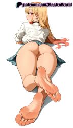 1girls 2025 ai_generated artist_name ass bare_legs barefoot blonde_hair earrings electroworld feet feet_fetish female foot_fetish foot_focus foreshortening hi_res high_quality high_resolution highres kitagawa_marin long_hair looking_at_viewer lying my_dress_up_darling patreon patreon_username soles solo sono_bisque_doll_wa_koi_wo_suru stable_diffusion toes watermark
