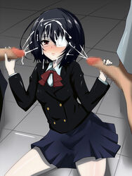 another censored clothing cum eye_patch misaki_mei school_uniform skirt tagme