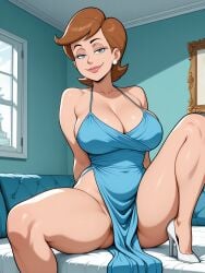 ai_generated big_ass big_breasts big_butt cartoon cartoon_character cartoon_milf cartoon_mom cleavage dress female long_dress mature_female mature_woman milf mommy mother no_panties robotkesh seductive seductive_look seductive_smile solo solo_female spread_legs teasing the_fairly_oddparents thick_thighs timmy's_mom wide_hips