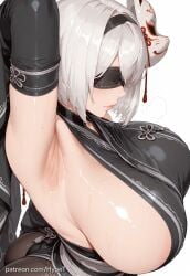 ai_generated android android_girl big_ass big_breasts big_butt big_thighs black_outfit blindfold crossover eve_(stellar_blade) female female_only hips_wider_than_shoulders hypet kimono legs long_legs nier:_automata shiny shiny_skin short_hair sideboob stellar_blade tagme thick_ass thick_hips thick_legs thick_thighs thighs white_background white_hair wide_hips wide_thighs yorha_2b yorha_2b_(yorha_uniform_1)_stellar_blade