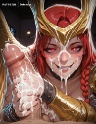2d 2d_(artwork) 2d_artwork ai_generated angela angela_(aldrif_odinsdottir) angela_(marvel_rivals) bedroom_setting bedroom_sex big_breasts big_cock blush boner both_hands_on_cock crazy_eyes cum_on_face cum_on_lips cumming cumming_from_handjob curtains curtains_open defamina erect_nipples erect_penis erection freaky freckles grabbing_penis handjob holding_penis huge_cock jerking jerking_off jerking_off_another jerkingoff jerkingoff_another laying_on_back laying_on_bed looking_at_partner marvel marvel_rivals masturbating night night_sky nude nude_female nude_male on_top pov red_hair sperm veiny_penis