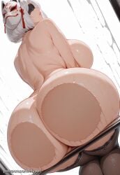 ai_generated android android_girl ass_on_glass big_ass big_breasts big_butt big_thighs blindfold crossover eve_(stellar_blade) fat_ass female female_only hips_wider_than_shoulders hypet legs long_legs nier:_automata shiny shiny_skin short_hair sitting stellar_blade stockings tagme thick_ass thick_hips thick_legs thick_thighs thighs white_background white_hair wide_hips wide_thighs yorha_2b yorha_2b_(yorha_uniform_1)_stellar_blade