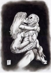 1boy 1boy1girl 1girls black_and_white black_cat_(marvel) couple couple_(romantic) couple_love couple_sex couples felicia_hardy female gene_espy human lovers male marvel monochrome peter_parker romantic romantic_couple spider-man spider-man_(series) straight straight_hair white_hair