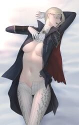 1girls artist_request belly belly_button blindfold blindfolded blindfolded_female blonde_female blonde_hair breasts duchess_(nightreign) elden_ring elden_ring_nightreign fromsoftware light-skinned_female light_skin pov tummy