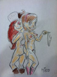 2girls disney disney_channel female female_only gravity_falls mabel_pines miko_(artist) multiple_girls nipples rough_sketch straight_hair tagme unshaved_pussy wendy_corduroy