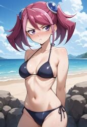 1girls ai_generated bikini black_bikini pout solo swimsuit yu-gi-oh! zuzu_boyle