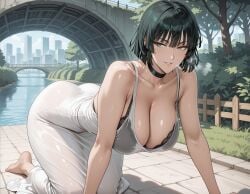 black_bra black_hair fubuki_(one-punch_man) mirror_image short_hair water water_drop wet wet_clothes