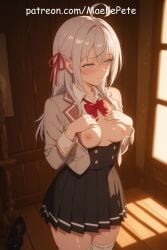 4k ai_assisted ai_generated alisa_mikhailovna_kujou anime armpits ass beautiful beauty bed bedroom blush breasts breasts_out breasts_out_of_clothes clothed cute fantasy female flat_belly girl girly high_resolution highres human long_hair love maellepetite medium_breasts naked nipples nude nude_female oil oiled oiled_body oiled_skin partially_clothed petite petite_body petite_female pose shiny_skin skinny slim slim_waist small_breasts smaller_female tokidoki_bosotto_russian_de_dereru_tonari_no_alya-san uncensored undressing wooden_floor young younger_female