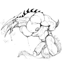 abbamusa410791 balls bara big_balls big_muscles big_penis boner erection huge_cock jin-gitaxias magic_the_gathering male male_only monochrome muscles muscular nude penis solo solo_male
