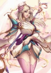 blonde_hair blue_eyes futa_only futanari intersex lux luxanna_crownguard penis small_penis snaexist