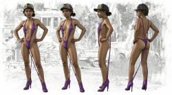 1girls 3d ai-created ai_assisted ai_generated ass bare_legs bare_thighs baseball_cap belly_button bikini breasts brown_eyes brown_hair bubble_ass bubble_butt clementine_(the_walking_dead) curvy curvy_figure dark-skinned_female dark_skin female female_focus female_only hands_on_hips hat headwear heels high_heels legs looking_at_viewer looking_away medium_breasts medium_hair multiple_views navel official_art official_artwork_edit petite purple_clothing purple_swimsuit scantily_clad slim slim_waist sling_bikini slingshot_swimsuit small_breasts standing the_walking_dead the_walking_dead_game thighs