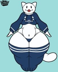 2025 anthro artist_name ass big_butt biped black_eyes blue_clothing clothed clothing crop_top digital_drawing_(artwork) digital_media_(artwork) domestic_cat english_text eyebrows felid feline felis femboy fur hair huge_butt hyper hyper_butt jaeblo_(jaeblorocks) jaeblorocks legwear long_tail looking_at_viewer male male_anthro mammal model_sheet overweight overweight_anthro reflective_body shaded shirt simple_background sketch smile solo t-pose tail text thick_thighs thigh_highs topwear white_body white_ears white_eyes white_fur white_hair white_skin wide_hips